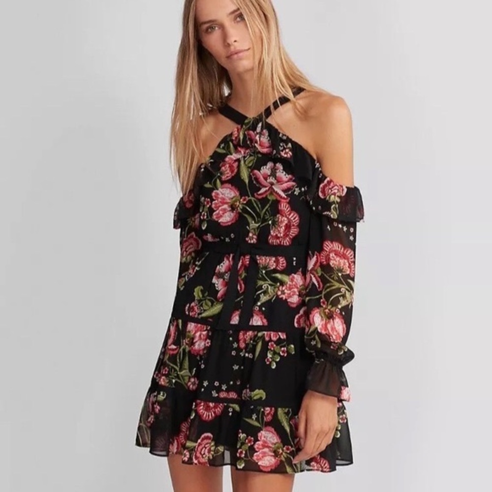 NWOT Express Cold Shoulder Fit Flare Dress